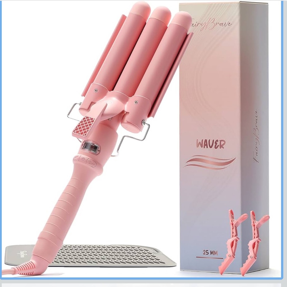3 Barrel Curling Iron Wand - Triple Hair Waver & Crimper for Beach Waves Set NWT